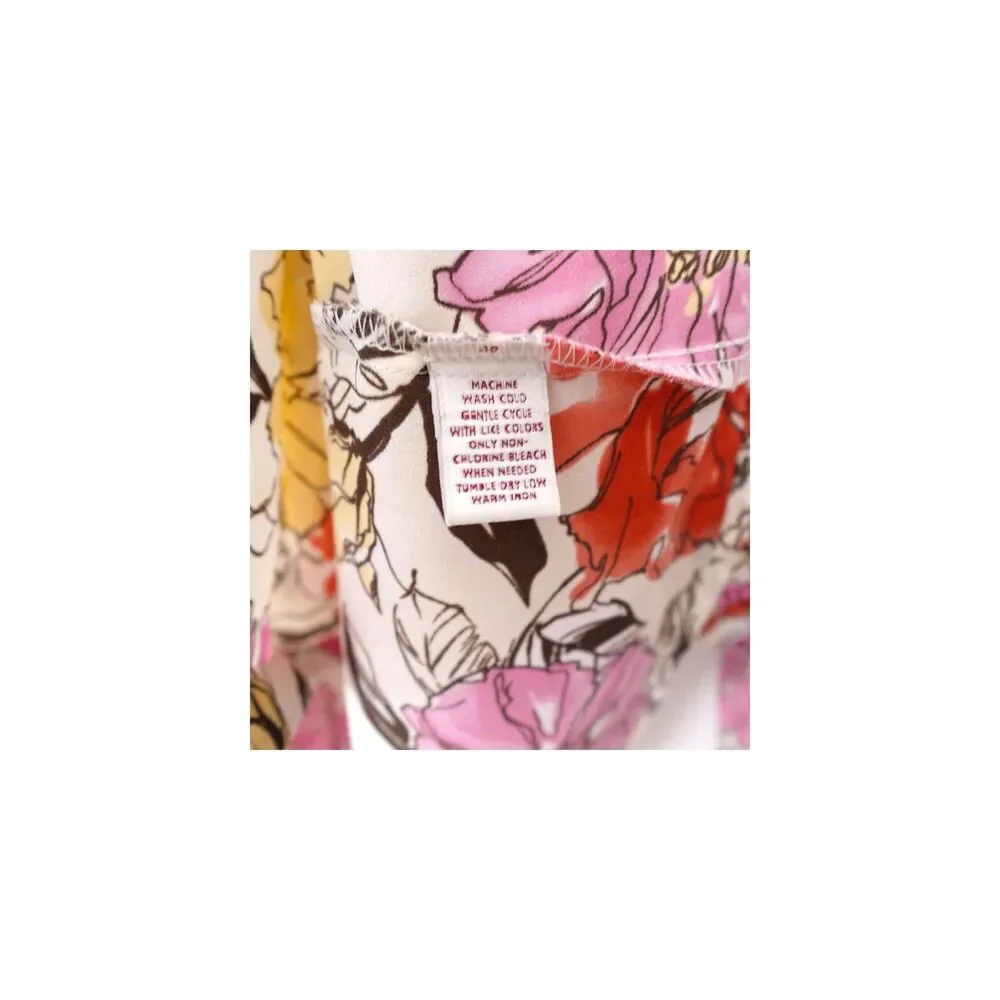 JM COLLECTION Pink Floral Ruffled Blouse Long Sleeve Romantic Cottagecore Sz 18